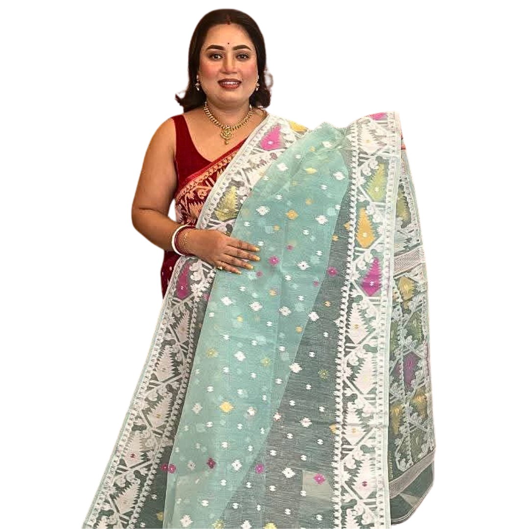Handwoven Jamdani Cotton Saree – Soft & Lightweight Summer Saree