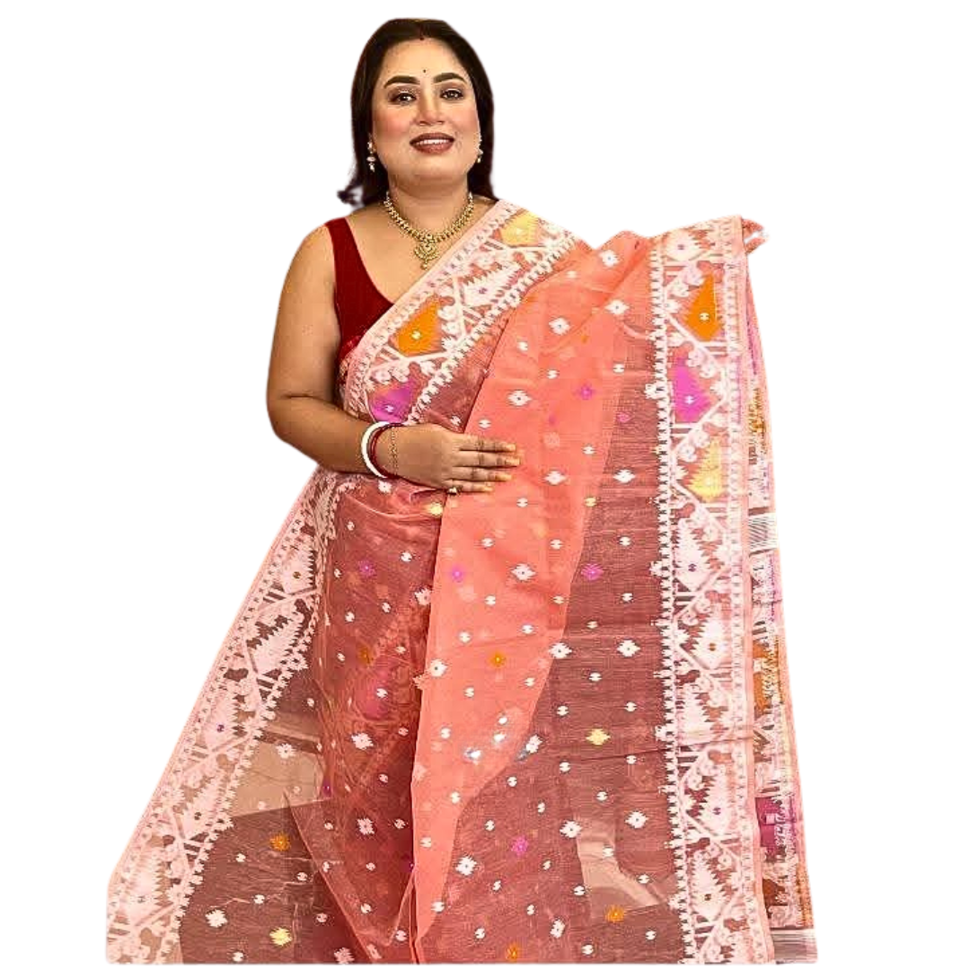 Handwoven Jamdani Cotton Saree – Soft & Lightweight Summer Saree