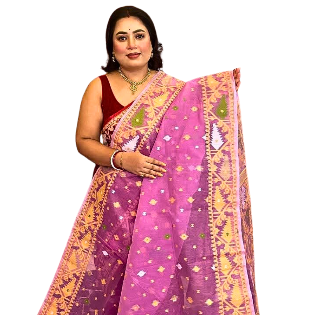 Handwoven Jamdani Cotton Saree – Soft & Lightweight Summer Saree