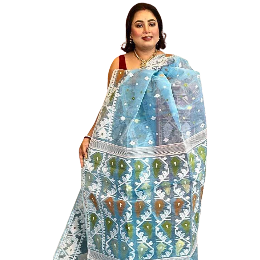 Handwoven Jamdani Cotton Saree – Soft & Lightweight Summer Saree