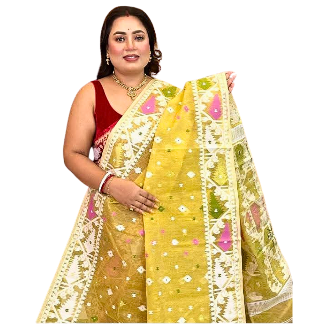 Handwoven Jamdani Cotton Saree – Soft & Lightweight Summer Saree