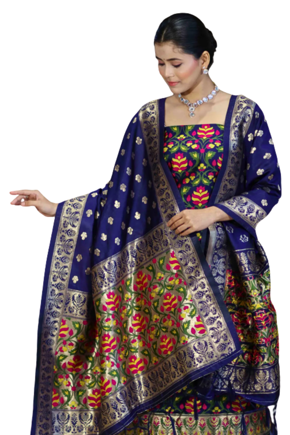 Banarasi Cotton Unstitched Salwar Suit Set with Woven Dupatta | Elegant Festive Wear Dress Material for Women