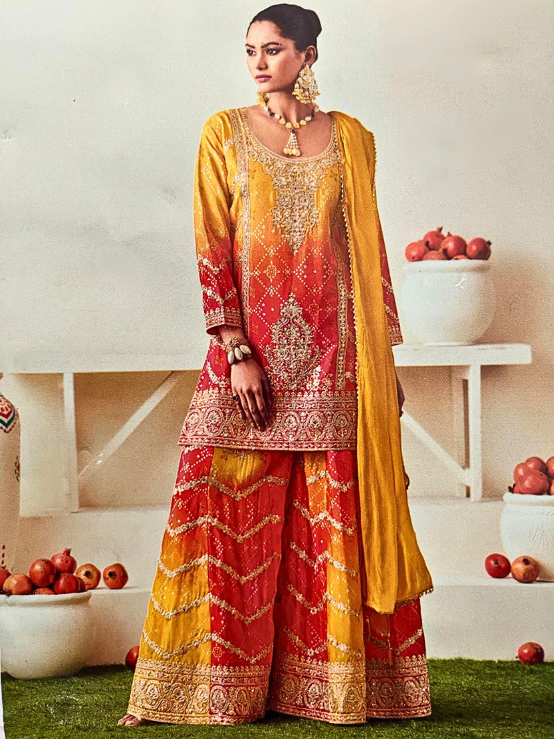 Red  Designer Embroidered Palazzo Set / Palazzo Suit for Weddings, Parties & Festivals