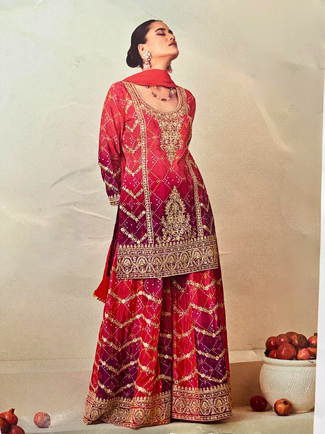 Pink  Designer Embroidered Palazzo Set / Palazzo Suit for Weddings, Parties & Festivals