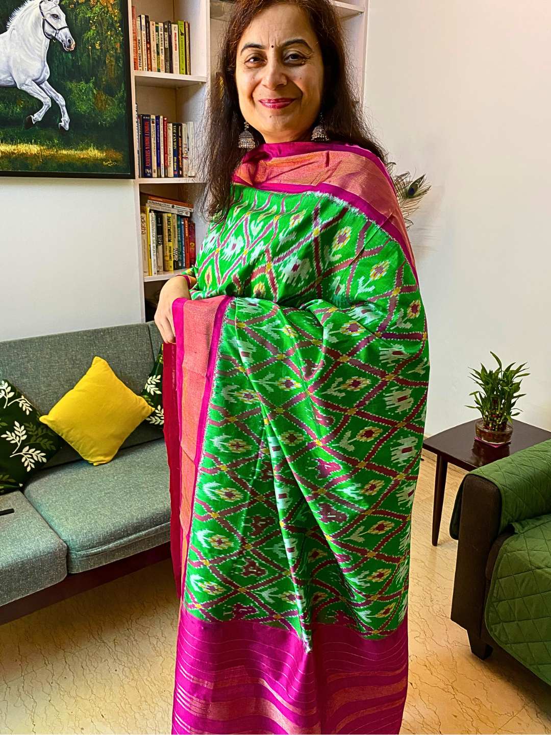 Green silk dupatta , Traditional Festive Dupatta for Women , SILK  MARK CERTIFIED