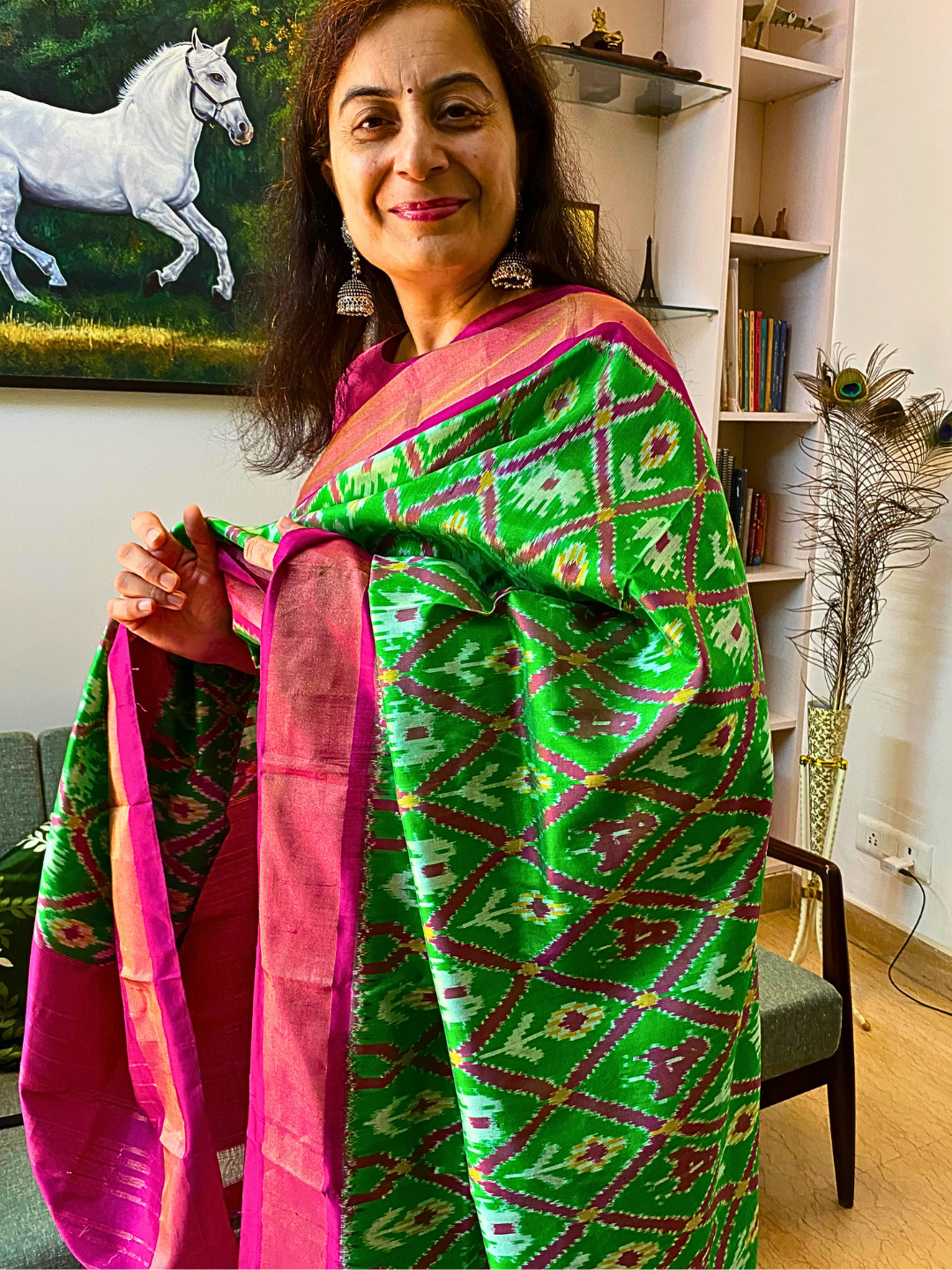 Green silk dupatta , Traditional Festive Dupatta for Women , SILK  MARK CERTIFIED