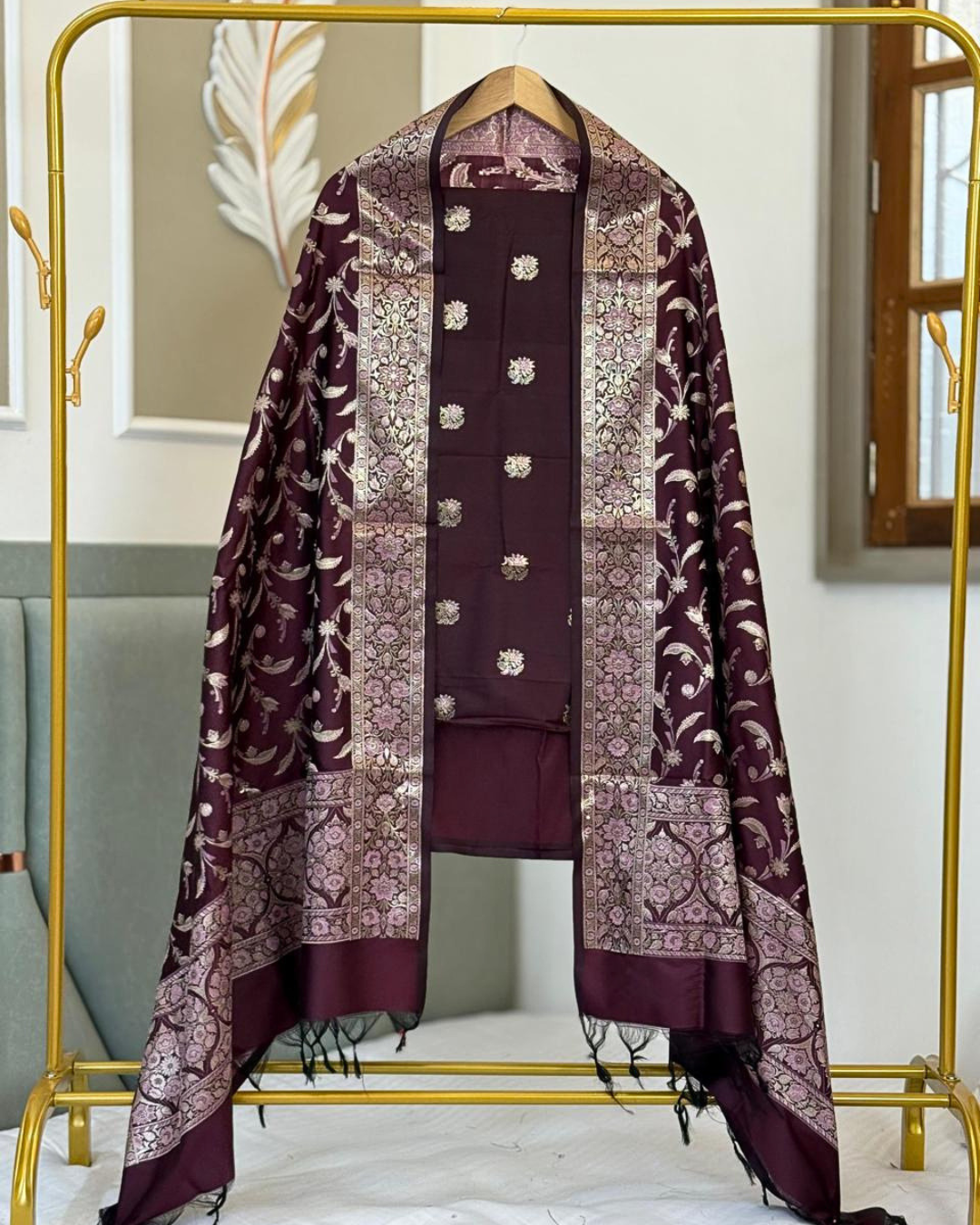 Banarasi Silk Blend Salwar Suit for Women – Festive & Party Wear