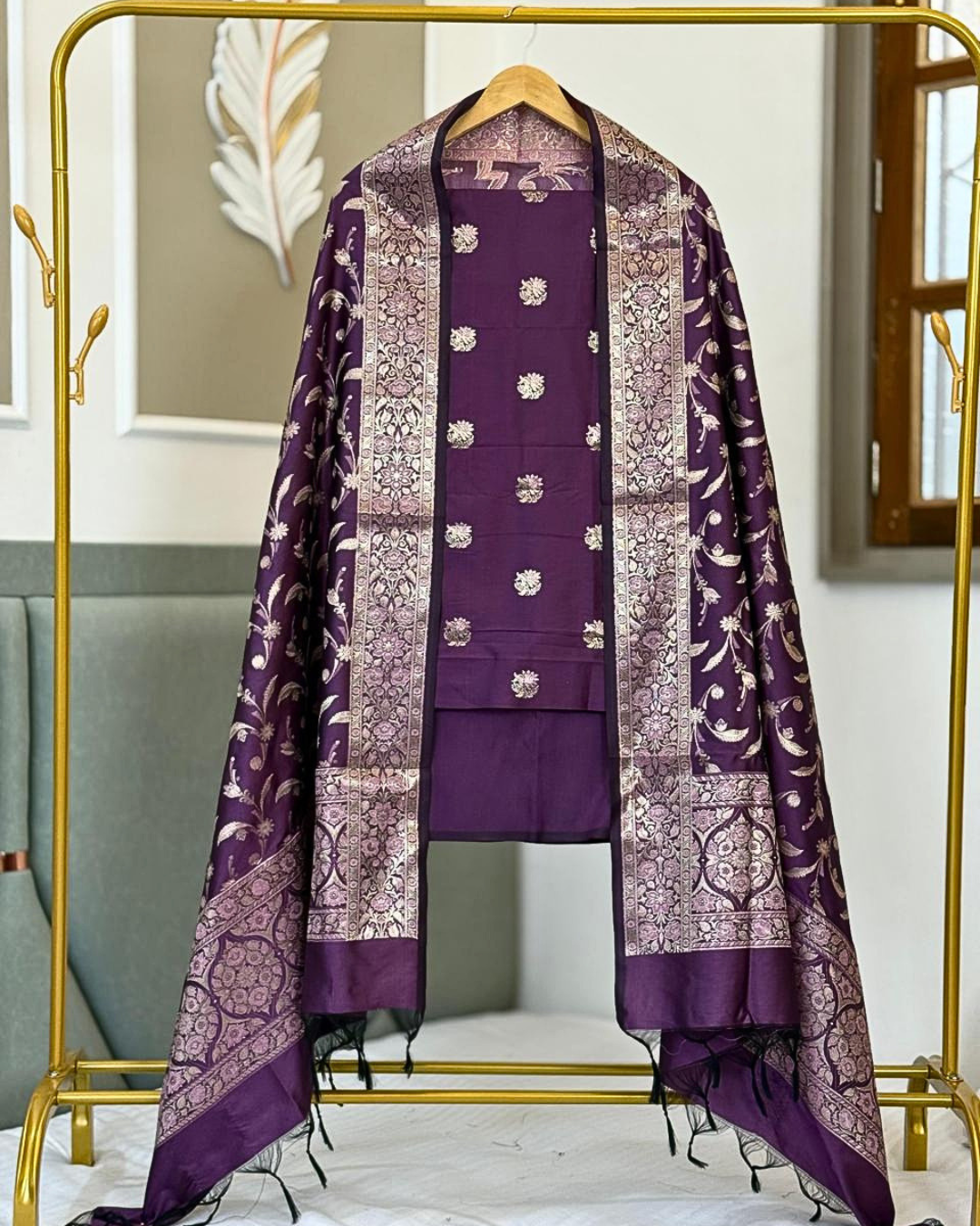 Banarasi Silk Blend Salwar Suit for Women – Festive & Party Wear