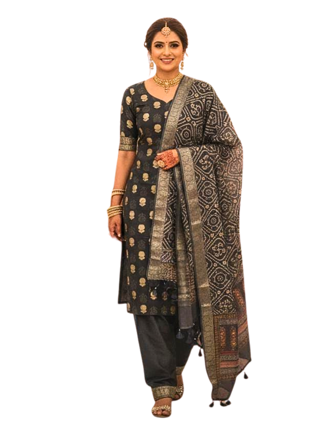 Handwoven Chanderi Cotton Unstitched Salwar Suit Set with Dupatta – Lightweight Festive Ethnic Wear
