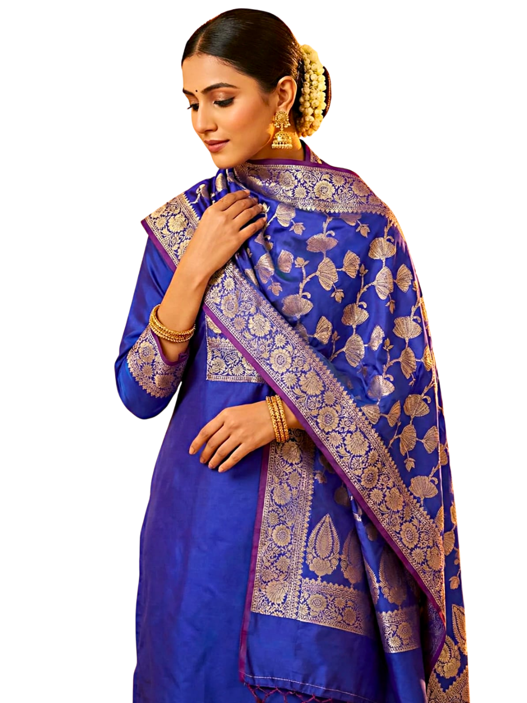 Designer Banarasi  Unstitched Suit Set with Zari Dupatta
