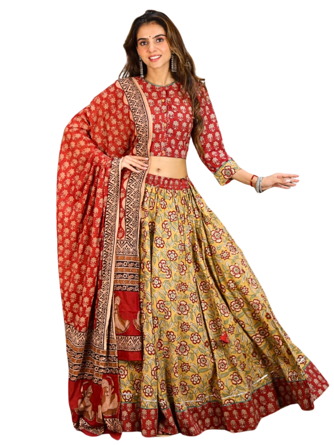 100% Cotton Lehenga Choli with Dupatta – Breathable Summer Festival & Family Occasion Outfit