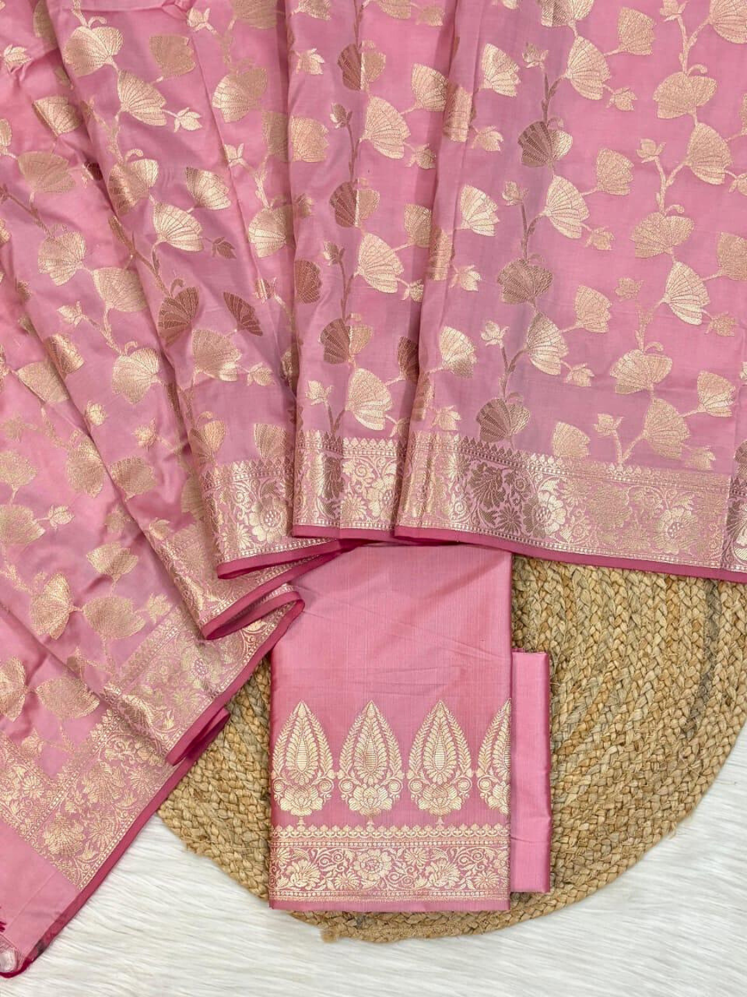 Designer Banarasi  Unstitched Suit Set with Zari Dupatta