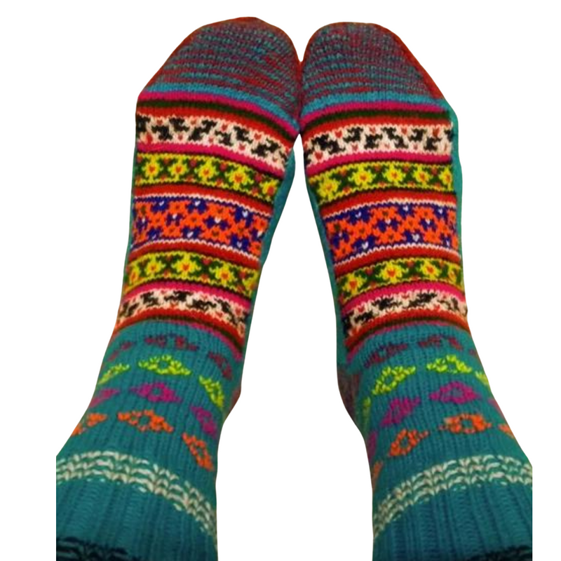 Ladies Blue Handknitted Woollen Socks ,FREE  DELIVERY