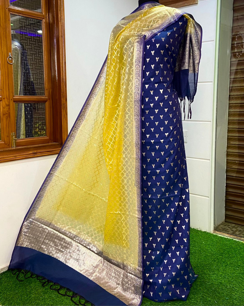 Banarasi   Chanderi  Cotton Unstitched Suits  , FREE  DELIVERY
