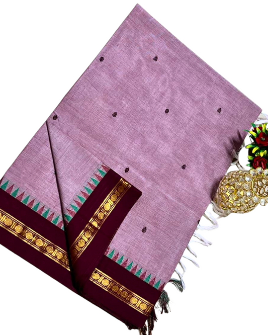kanchi cotton saree with thin border