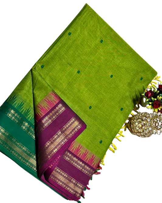 Kanchi  cotton sarees with ganga jamuna border