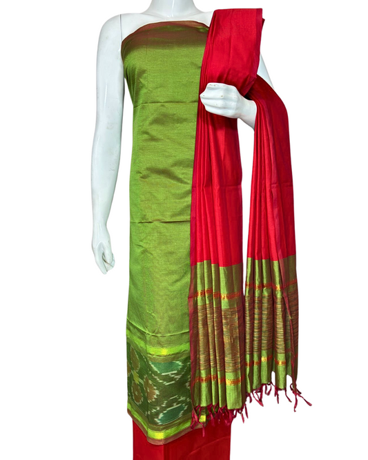 Ikat Unstitched Salwar Suit Set | Handwoven Indian Clothing |  Festive  and Daily Wear