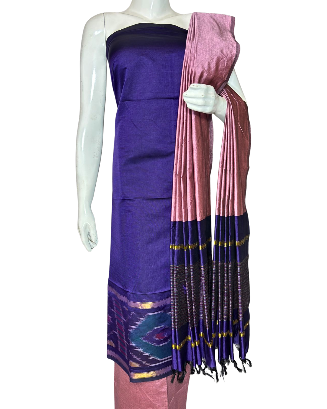 Ikat Unstitched Salwar Suit Set | Handwoven Indian Clothing |  Festive  and Daily Wear