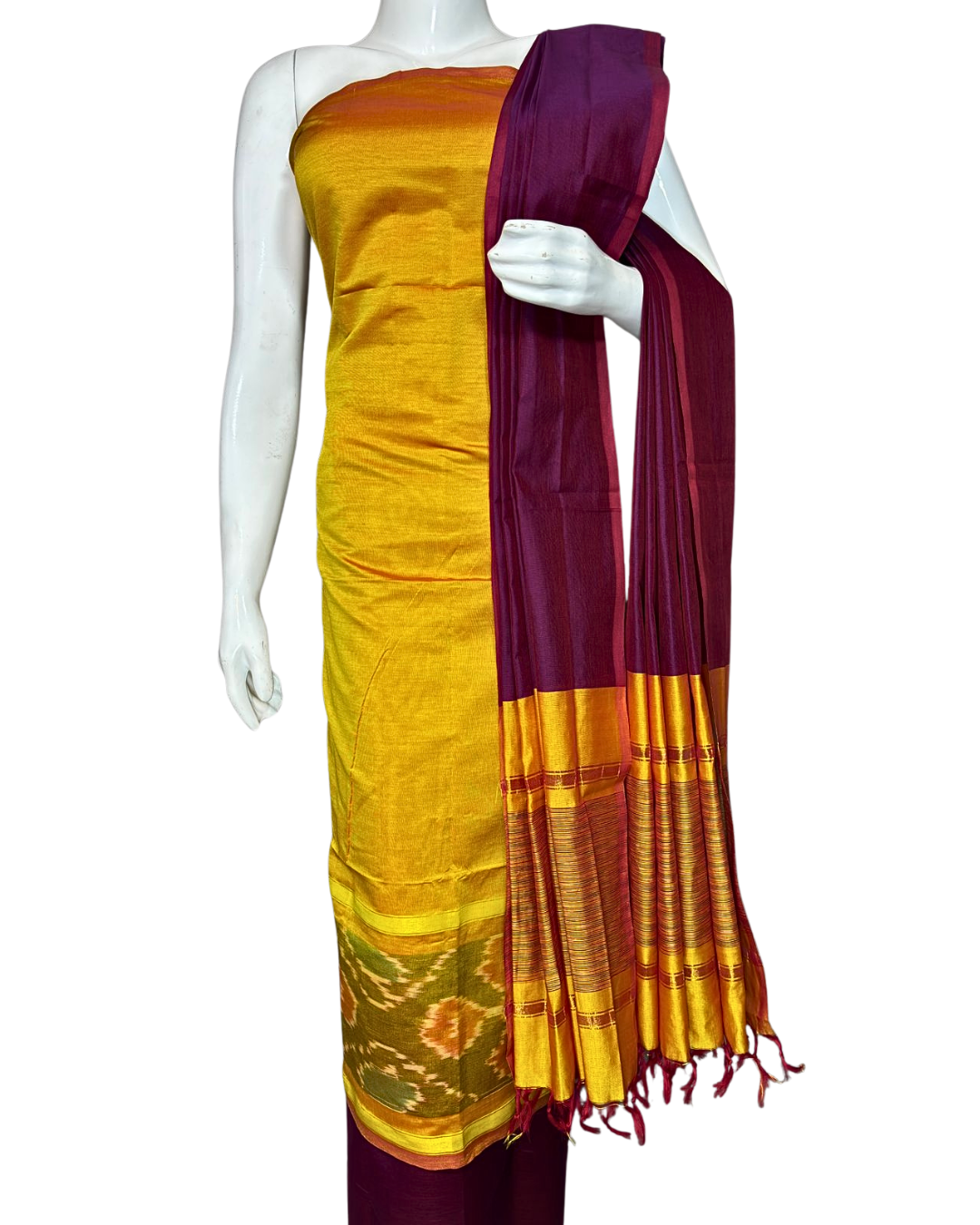 Ikat Unstitched Salwar Suit Set | Handwoven Indian Clothing |  Festive  and Daily Wear