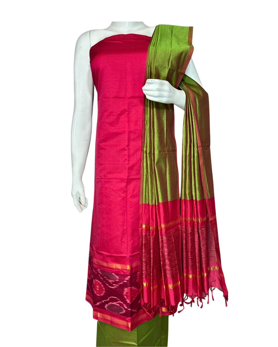 Ikat Unstitched Salwar Suit Set | Handwoven Indian Clothing |  Festive  and Daily Wear