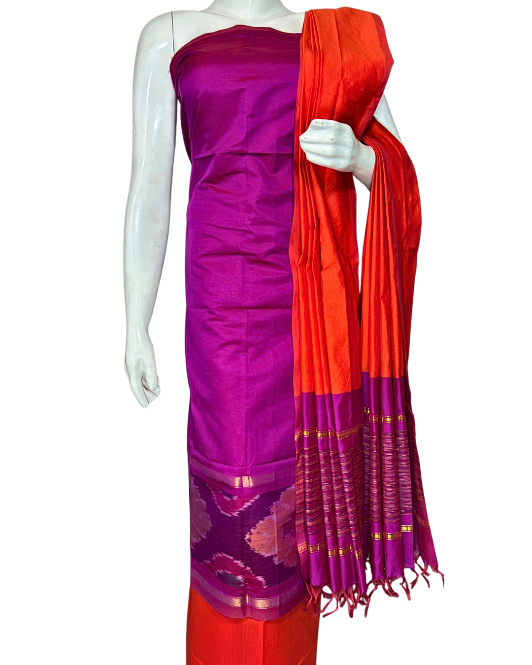 Ikat Unstitched Salwar Suit Set | Handwoven Indian Clothing |  Festive  and Daily Wear