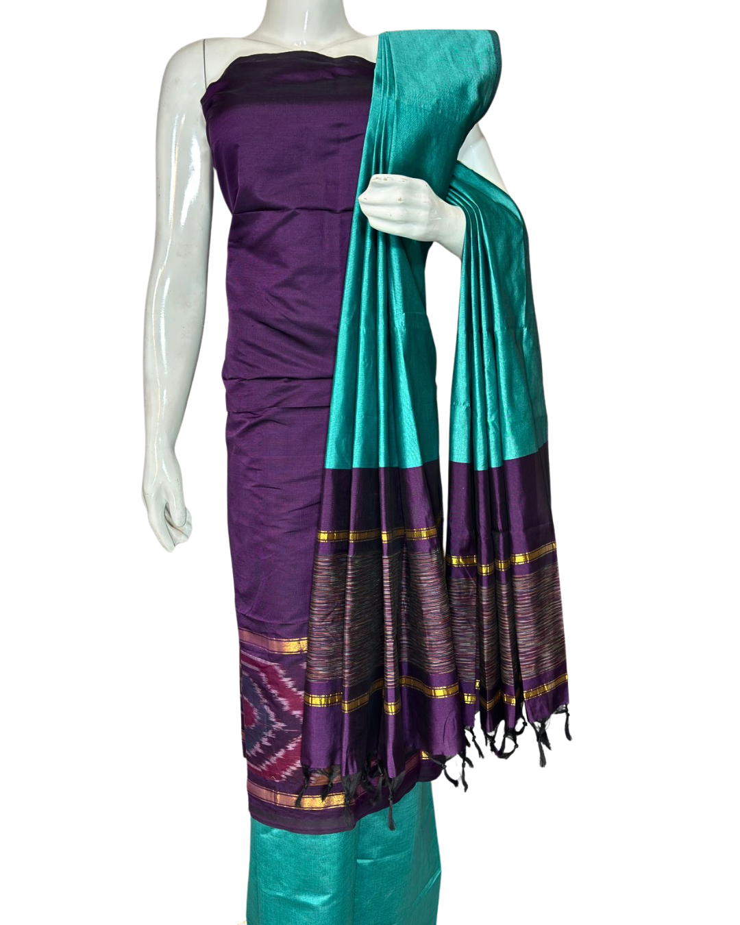Ikat Unstitched Salwar Suit Set | Handwoven Indian Clothing |  Festive  and Daily Wear