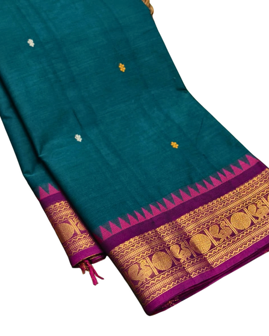 Traditional Kanchi Cotton Saree | Summer-Friendly Saree with Matching Blouse