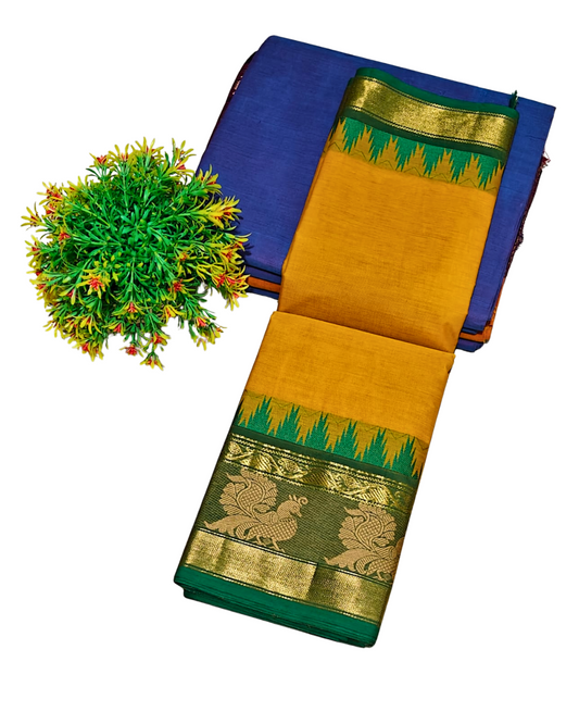 Kanchi cotton saree  with temple border