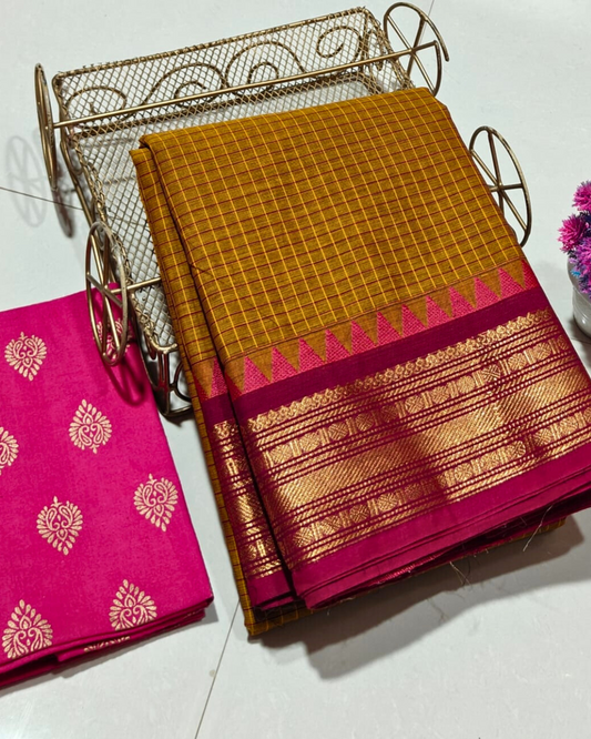 100% Pure Kanchi Cotton Saree | Summer Wear  Cotton Saree | Handloom Saree with Blouse | Soft & Comfortable