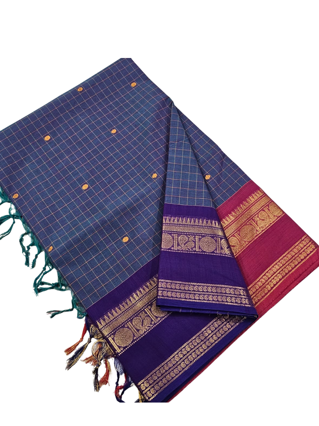 Traditional Kanchi Cotton Saree | Summer-Friendly Saree with Matching Blouse