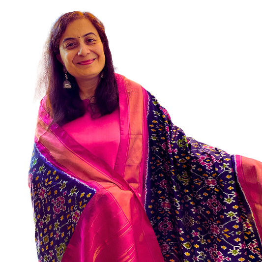 Navy blue silk dupatta , Festive Pure Silk Ikat Dupatta , Handmade Wedding & Party Wear Stole,  SILK  MARK CERTIFIED