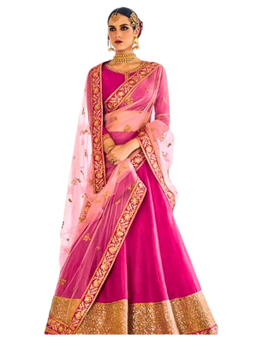 Pink Designer Lehenga Choli with Embroidered Dupatta , Wedding & Party Wear Outfit for Women