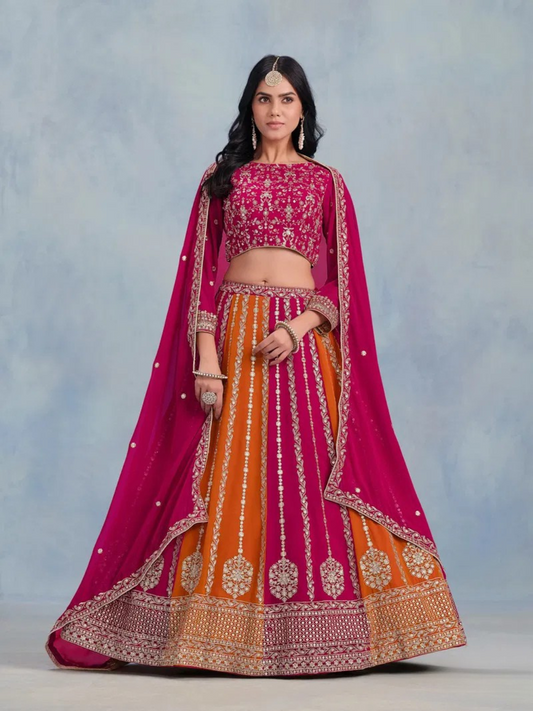 Traditional Embroidered Lehenga Choli | Indian Wedding Outfit | Party Wear Ghagra Choli | Festival & Pooja Dress