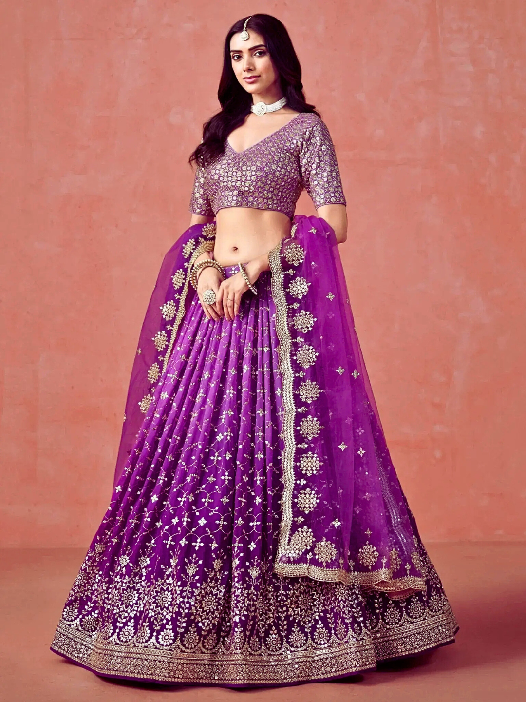 Purple Embroidered Wedding Lehenga Choli | Party Wear & Festive Indian Outfit