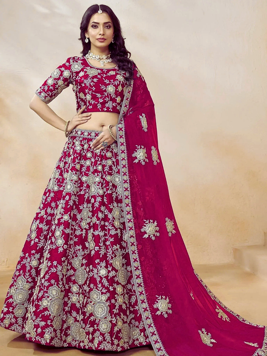 Cherry Pink Classic Indian Lehenga Choli – Perfect Attire for Weddings & Special Events