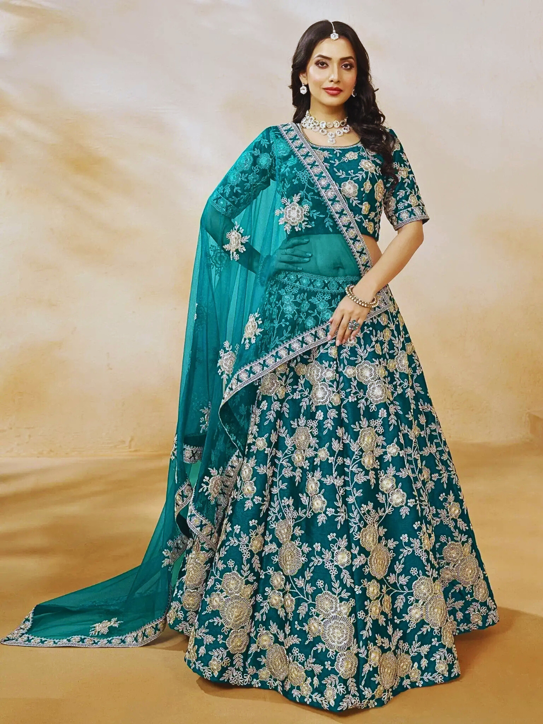 Teal Blue Classic Indian Lehenga Choli – Perfect Attire for Weddings & Special Events