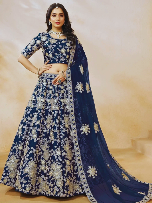 Navy Blue Classic Indian Lehenga Choli – Perfect Attire for Weddings & Special Events
