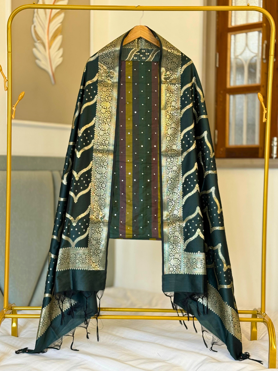 Banarasi Silk Blend Unstitched Suit Set for Women | Wedding & Party Wear Dress Material