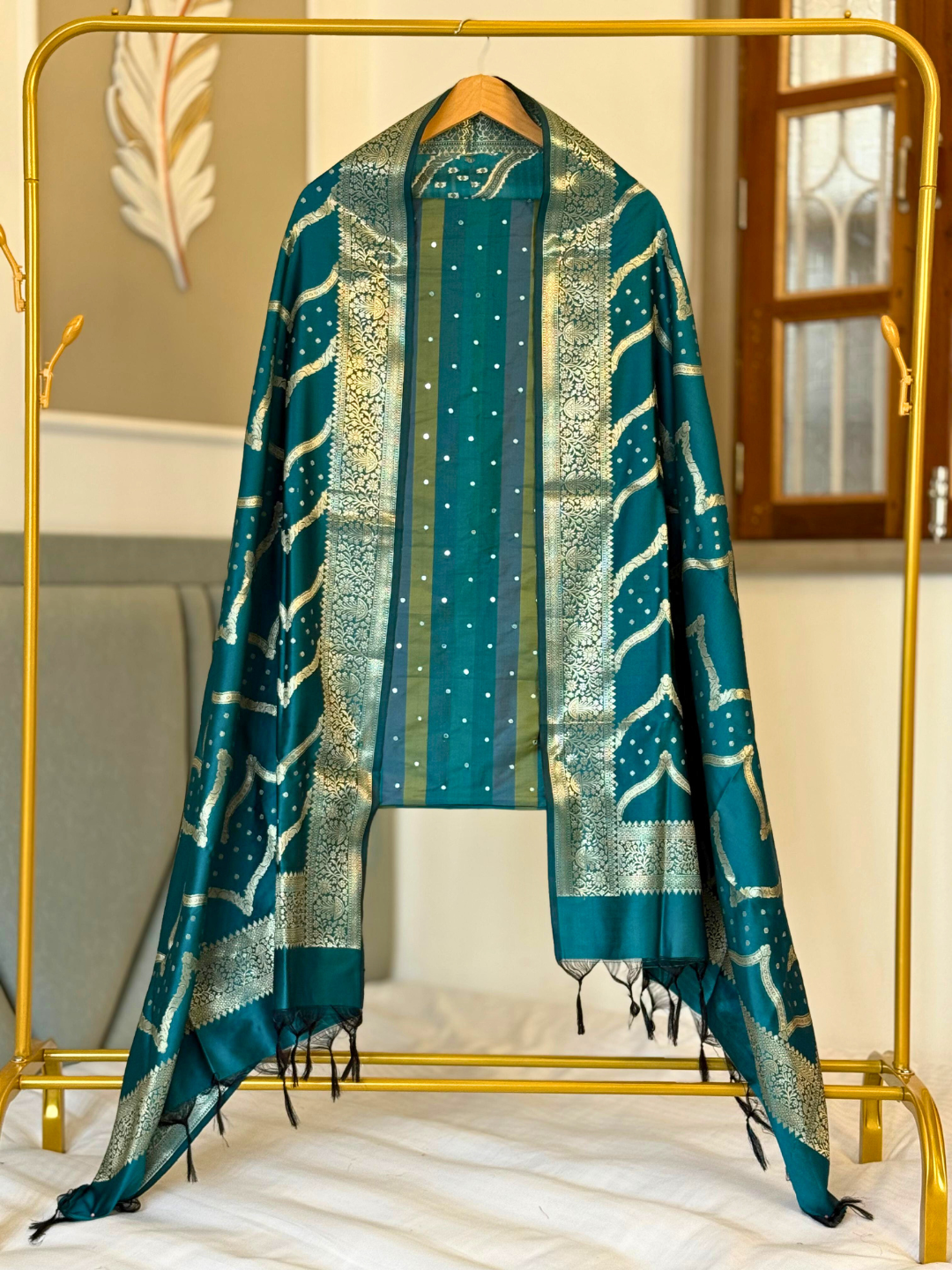 Banarasi Silk Blend Unstitched Suit Set for Women | Wedding & Party Wear Dress Material