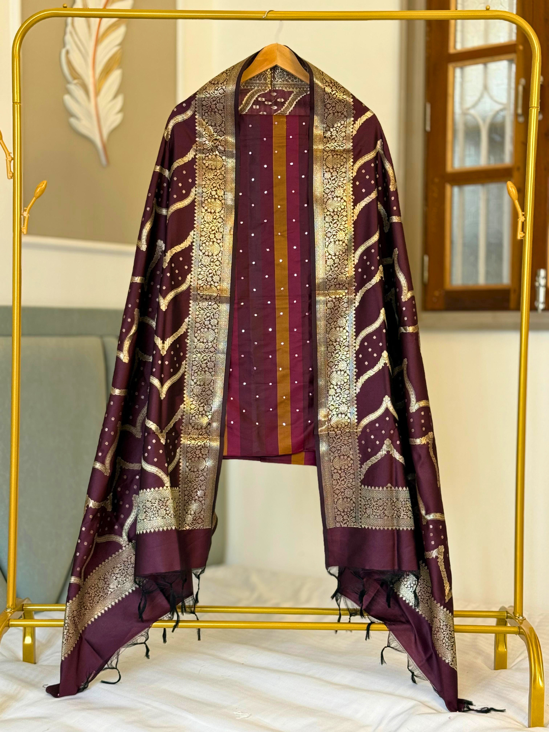 Banarasi Silk Blend Unstitched Suit Set for Women | Wedding & Party Wear Dress Material