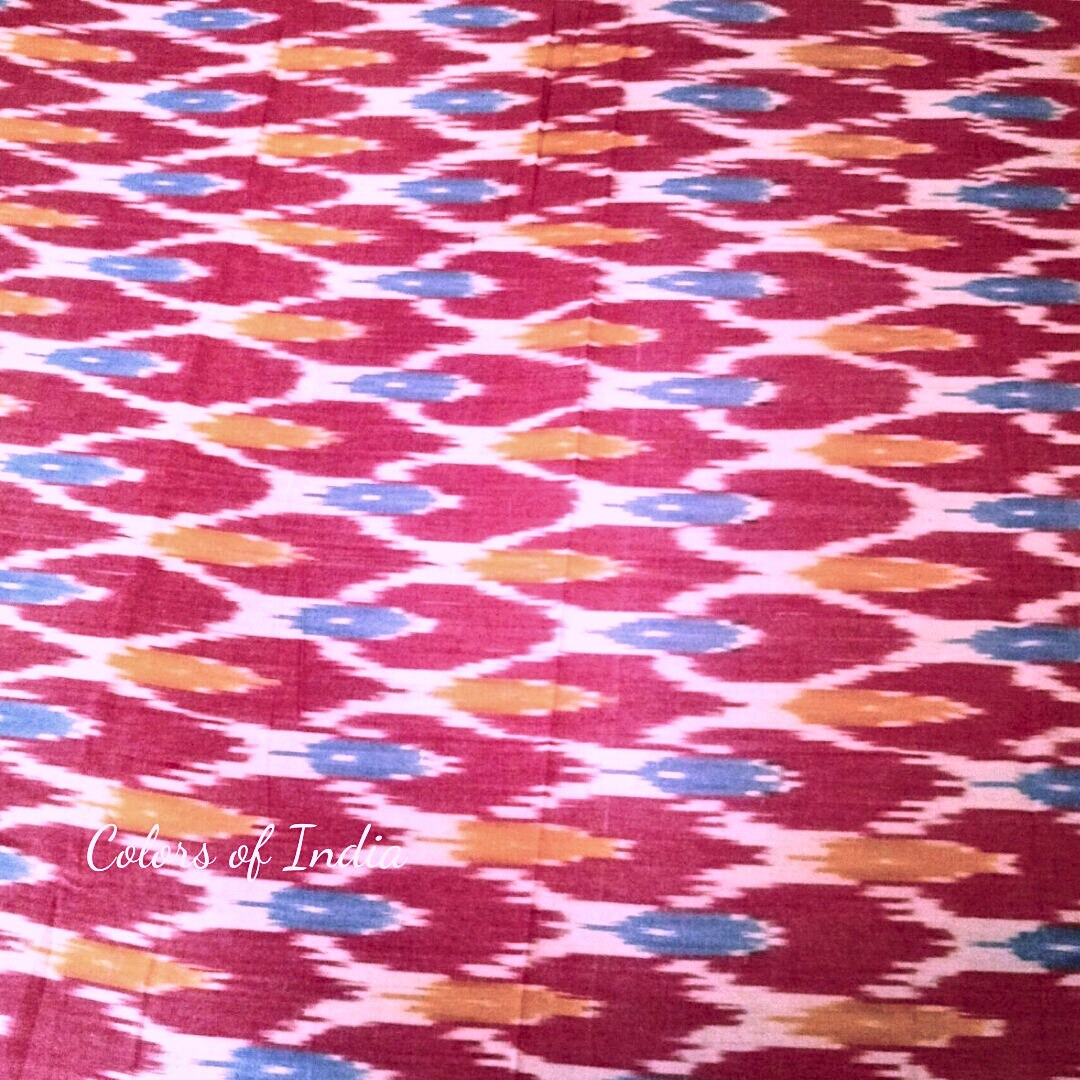Red 100% Cotton Ikat Bedcover with Pillow Covers