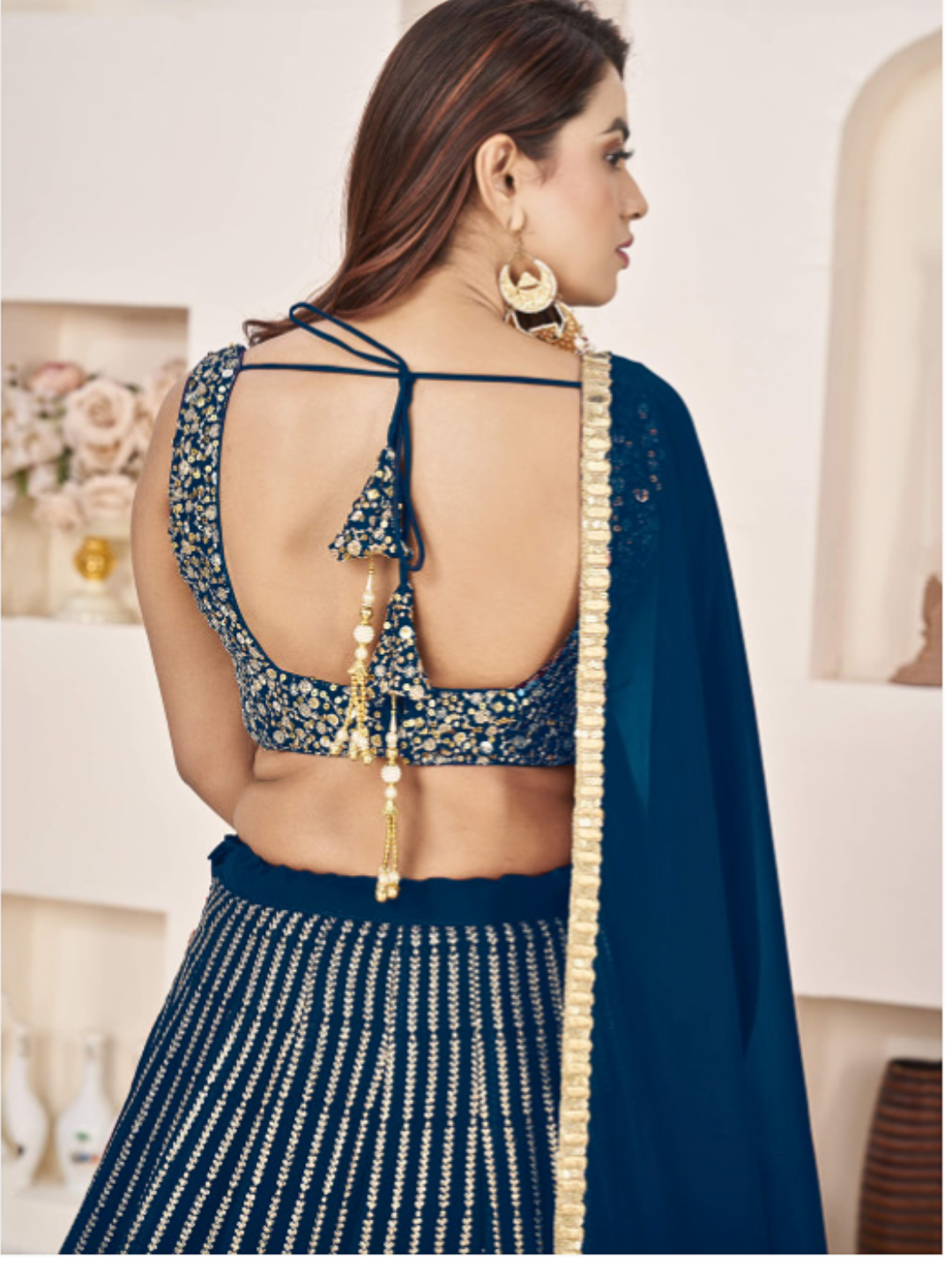 Blue Party Wear and Wedding Wear Embroidered Lehenga Choli