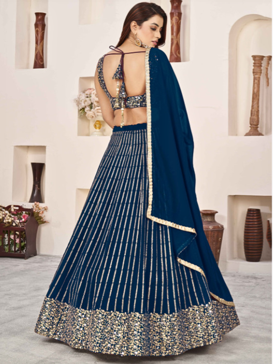 Blue Party Wear and Wedding Wear Embroidered Lehenga Choli
