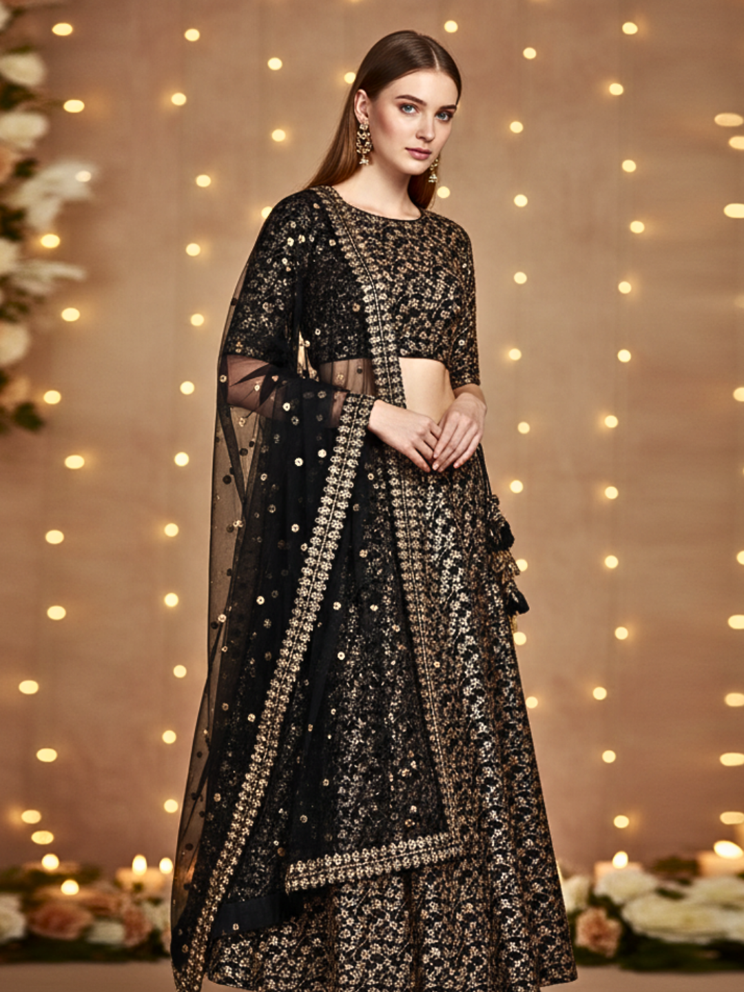 Black  Golden Embroidered Bridal & Party Wear Lehenga Choli