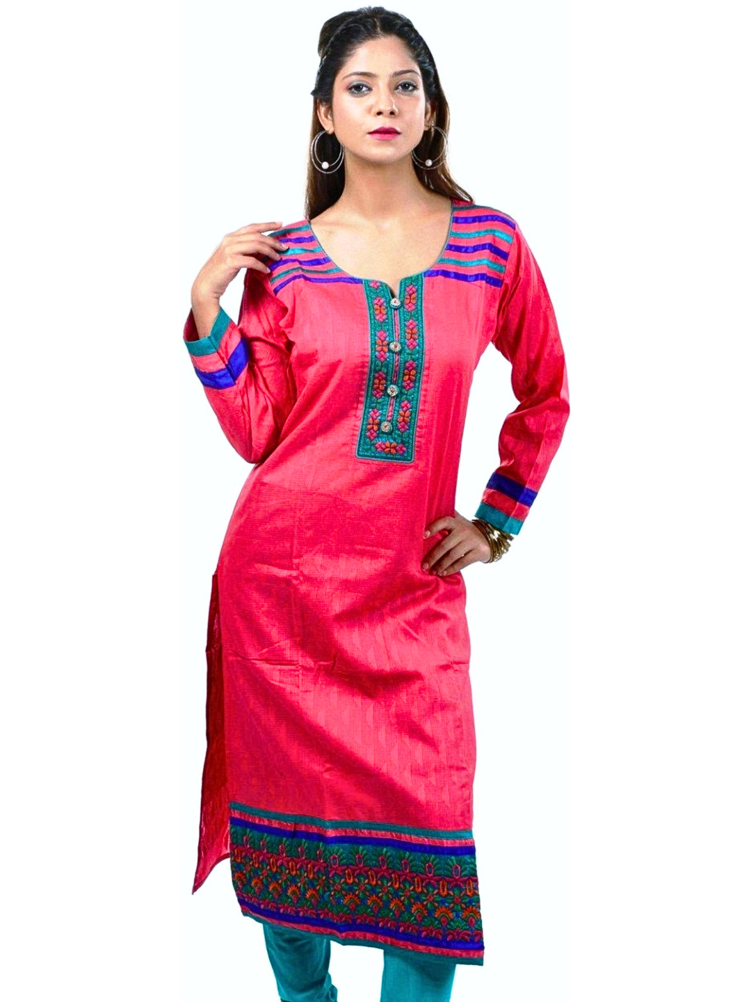 Strawberry Pink Cotton Kurta for Women