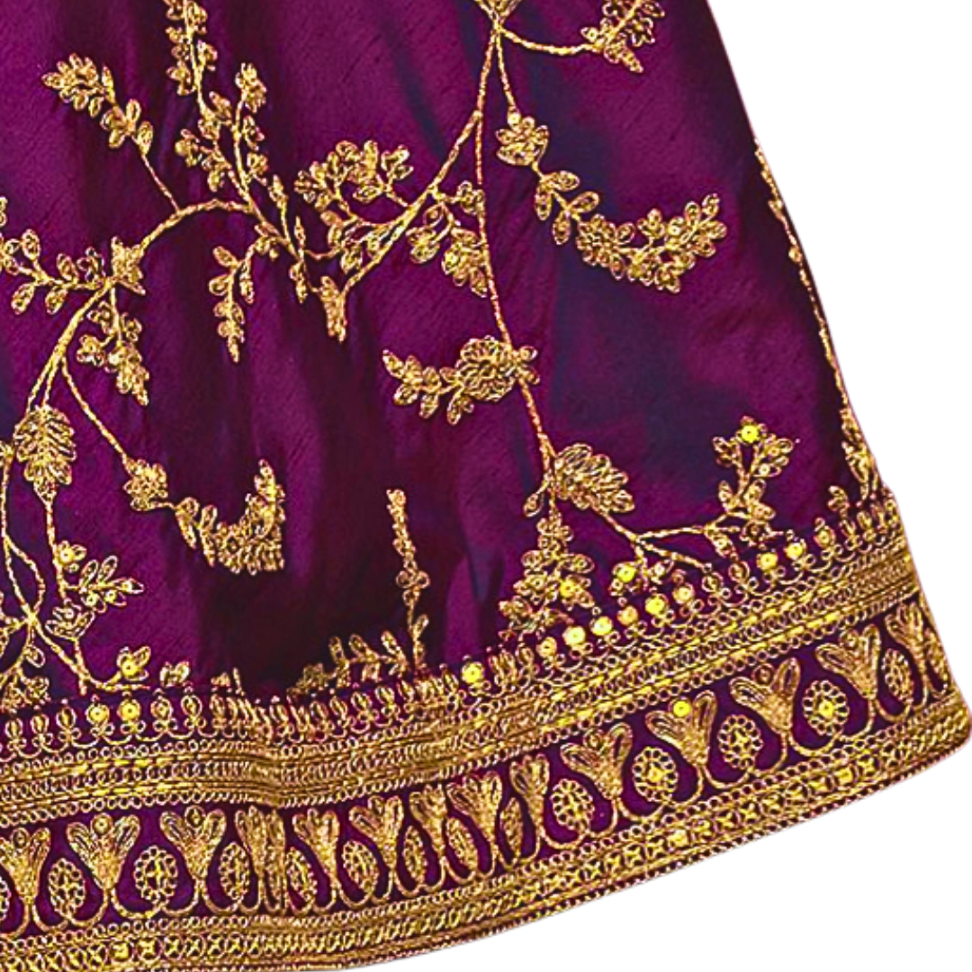 Burgundy Embroidered Wedding Lehenga Choli Set