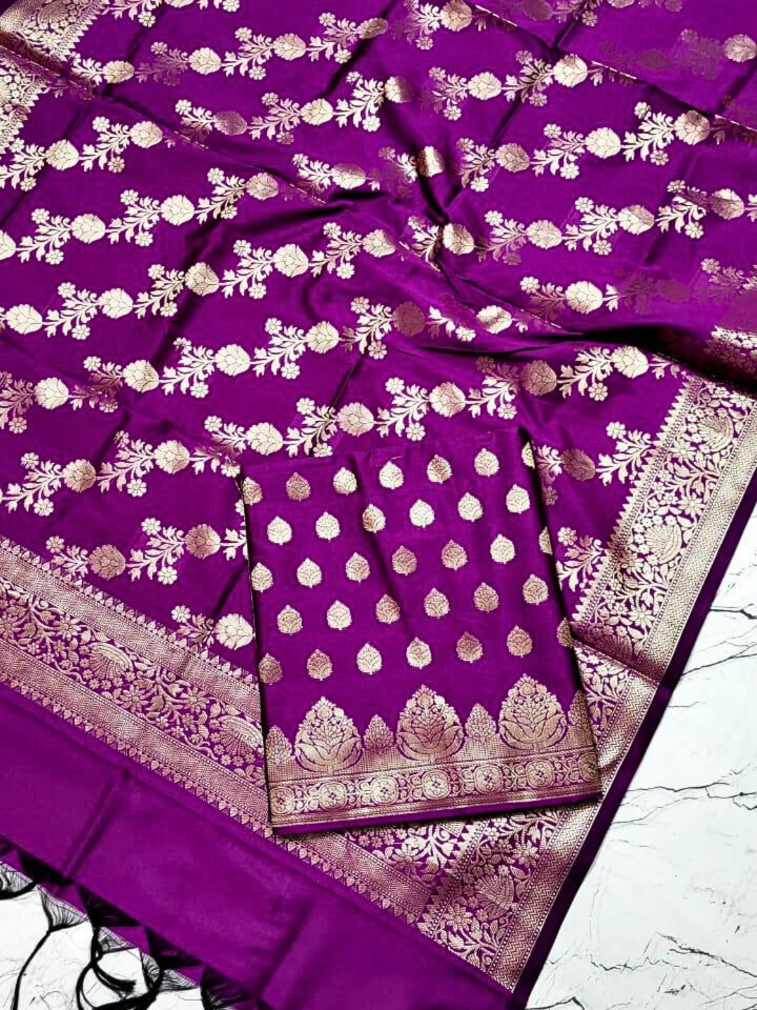 Festive & Wedding Wear Banarasi Silk Blend Salwar Suit Fabric