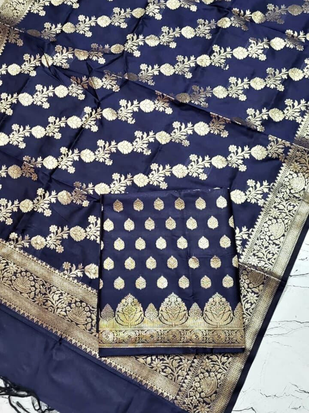 Festive & Wedding Wear Banarasi Silk Blend Salwar Suit Fabric