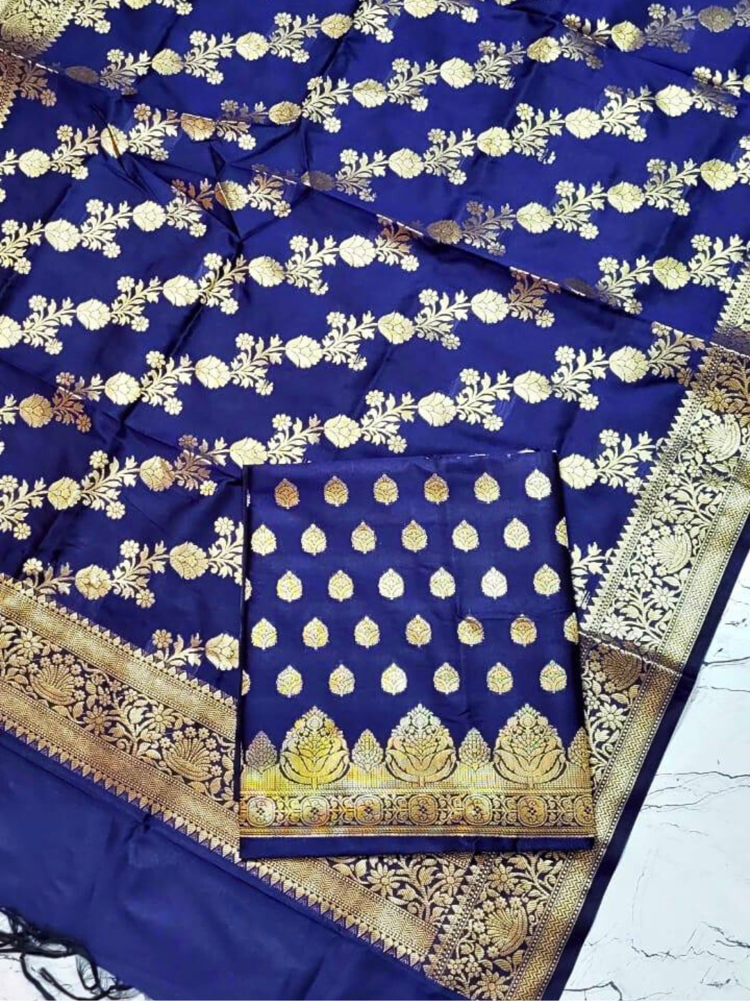 Festive & Wedding Wear Banarasi Silk Blend Salwar Suit Fabric