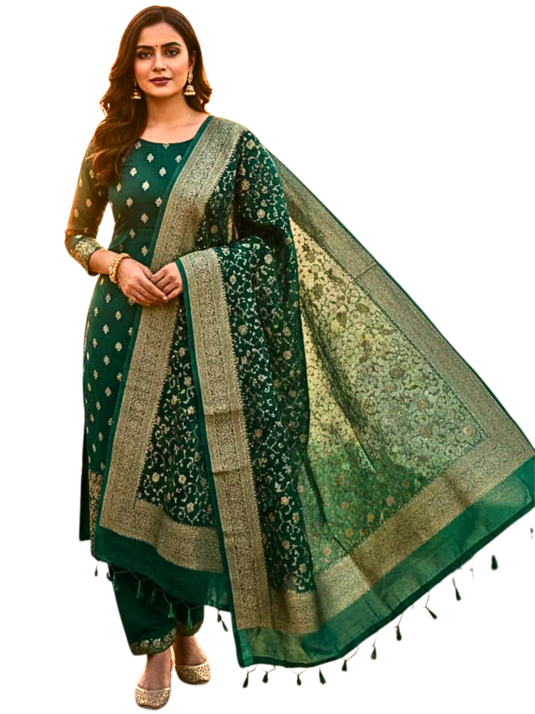 Elegant Silk Georgette Party Wear Salwar Suit Set with Woven Dupatta